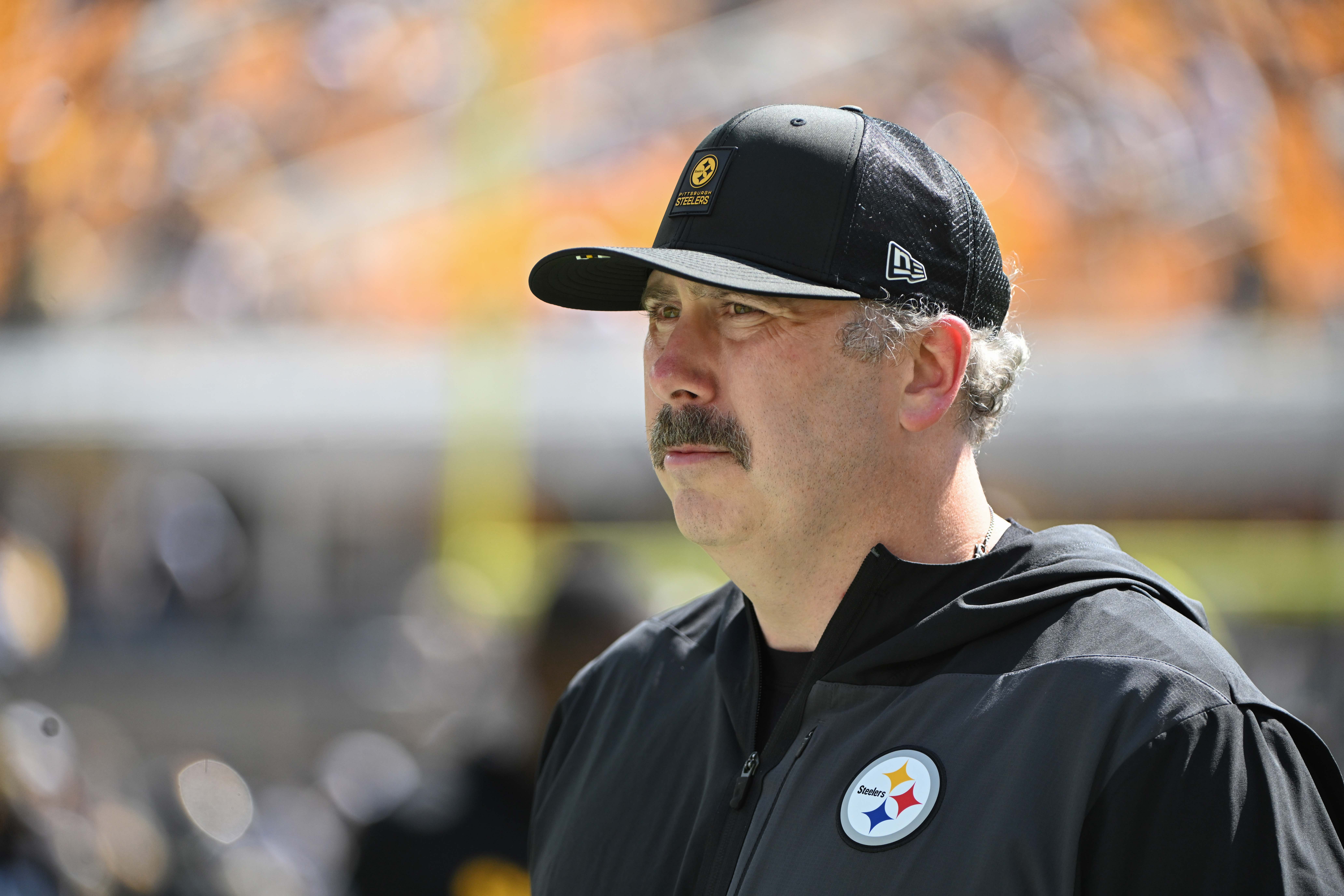 Sep 14, 2025; Pittsburgh, Pennsylvania, USA; Pittsburgh Steelers offensive coordinator Arthur Smith walks the sideline before a game against the Seattle Seahawks at Acrisure Stadium.