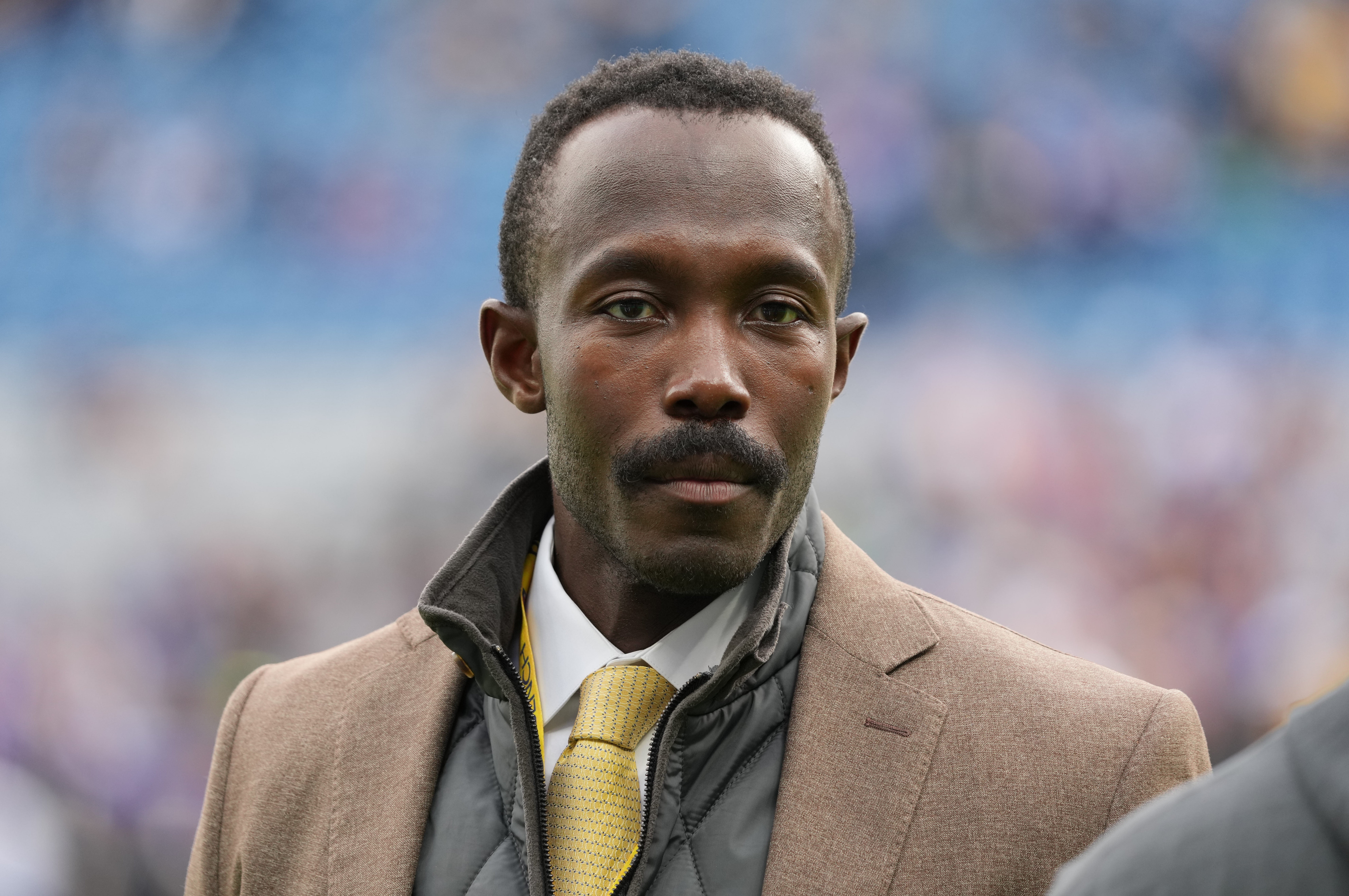 Sep 28, 2025; Dublin, Ireland; Minnesota Vikings general manager Kwesi Adofo-Mensah stands on the sidelines prior to a game against the Pittsburgh Steelers during an NFL International Series game at Croke Park.