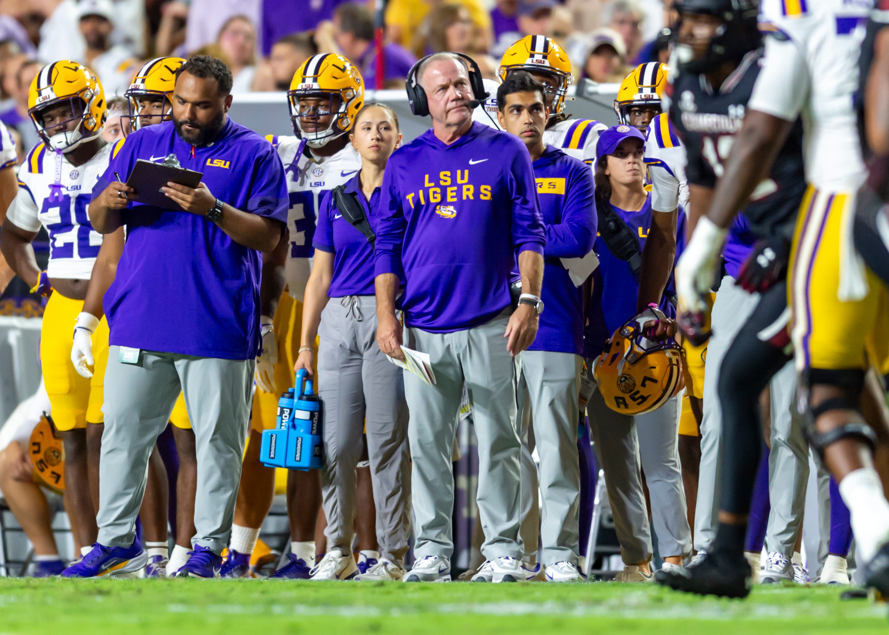 Tigers Head Coach Brian Kelly, LSU Tigers take on the South Carolina Gamecocks. October 11, 2025; Baton Rouge, Louisiana, USA; at Tiger Stadium.