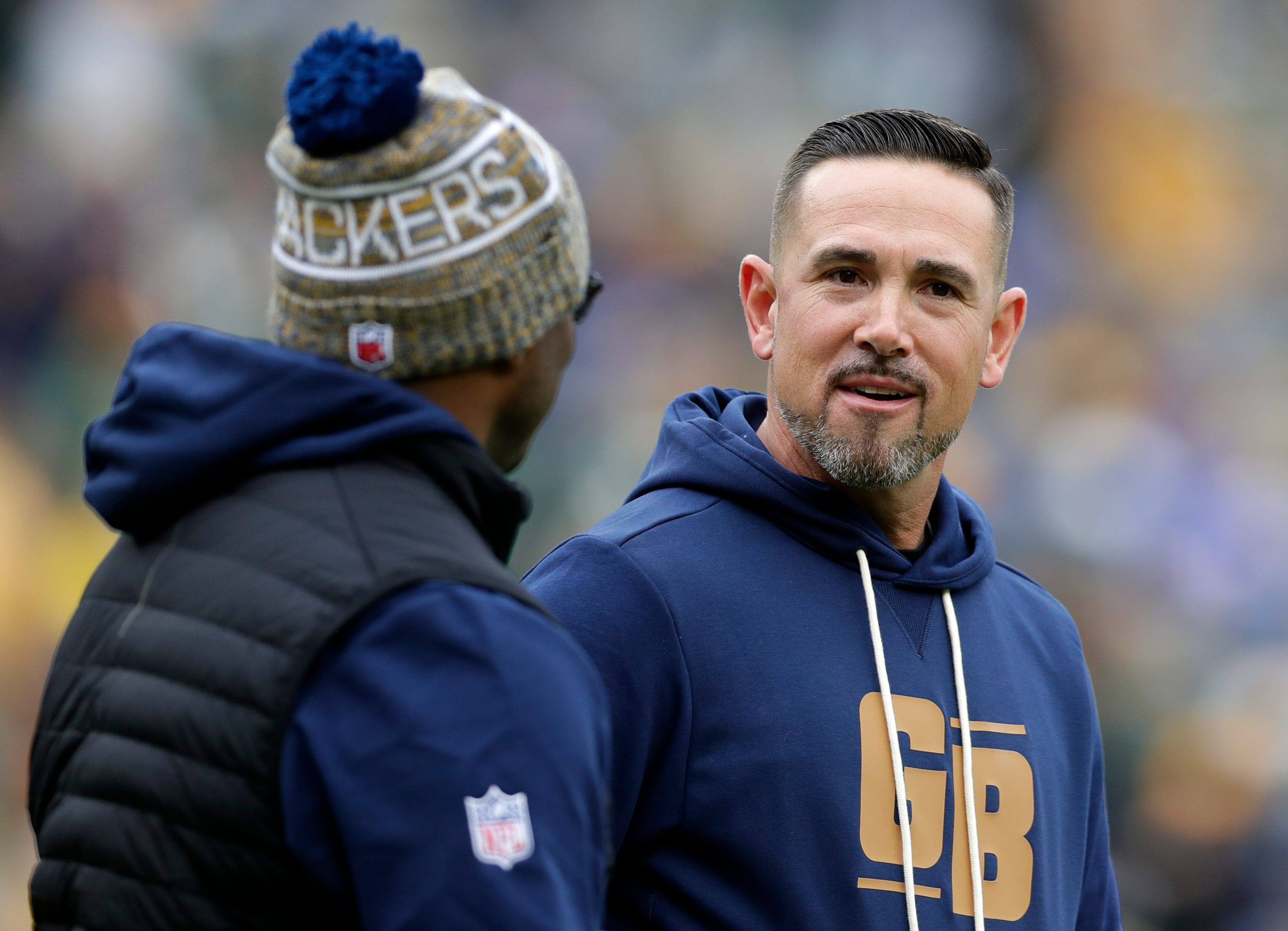 Green Bay Packers head coach Matt LaFleur on the field before the game against the Carolina Panthers on Nov. 2, 2025, at Lambeau Field in Green Bay, Wis.