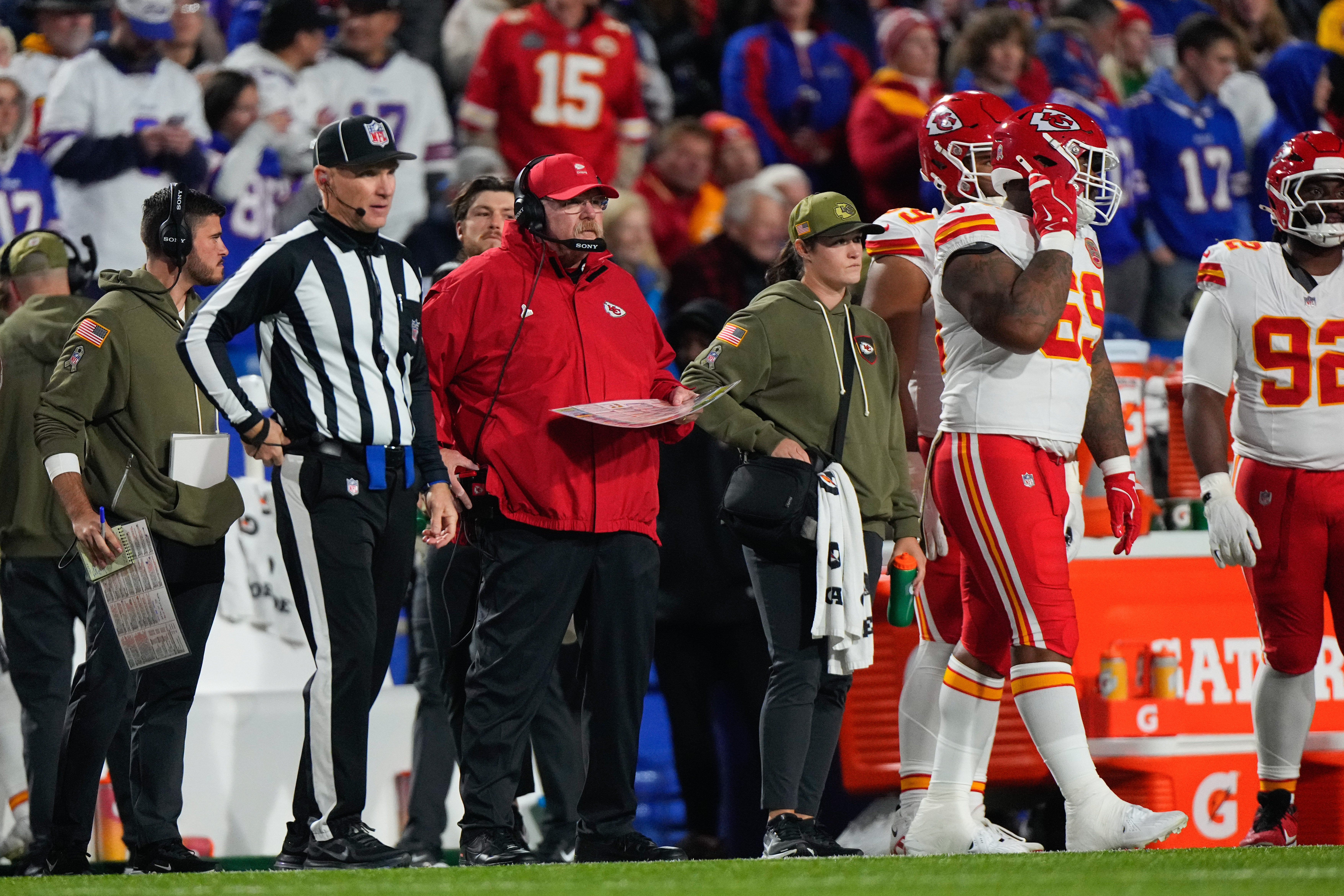 Kansas City Chiefs head coach Andy Reid looks on during the second quarter against the Buffalo Bills