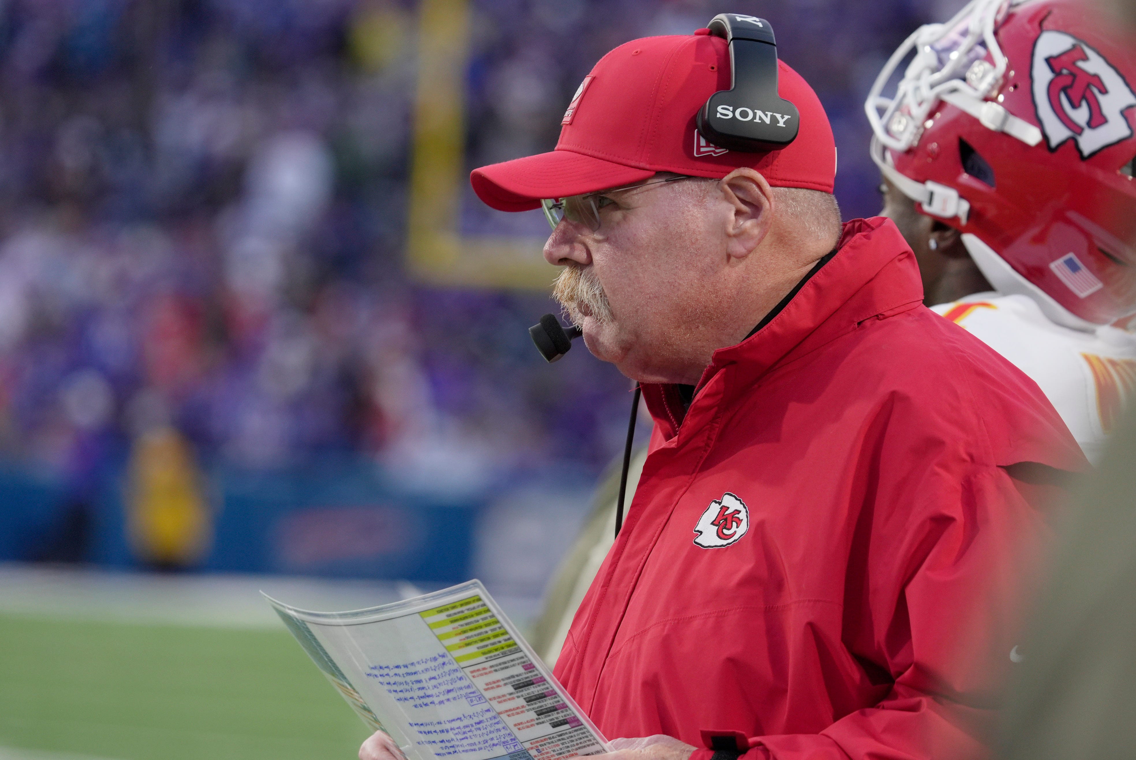 Kansas City Chiefs head coach Andy Reid watches the offense on the field