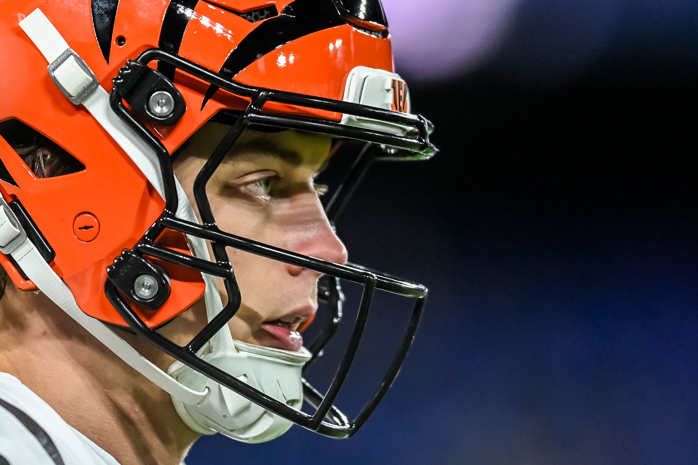 Nov 27, 2025; Baltimore, Maryland, USA; Cincinnati Bengals quarterback Joe Burrow (9) on the field before the game against the Baltimore Ravens at M&T Bank Stadium.