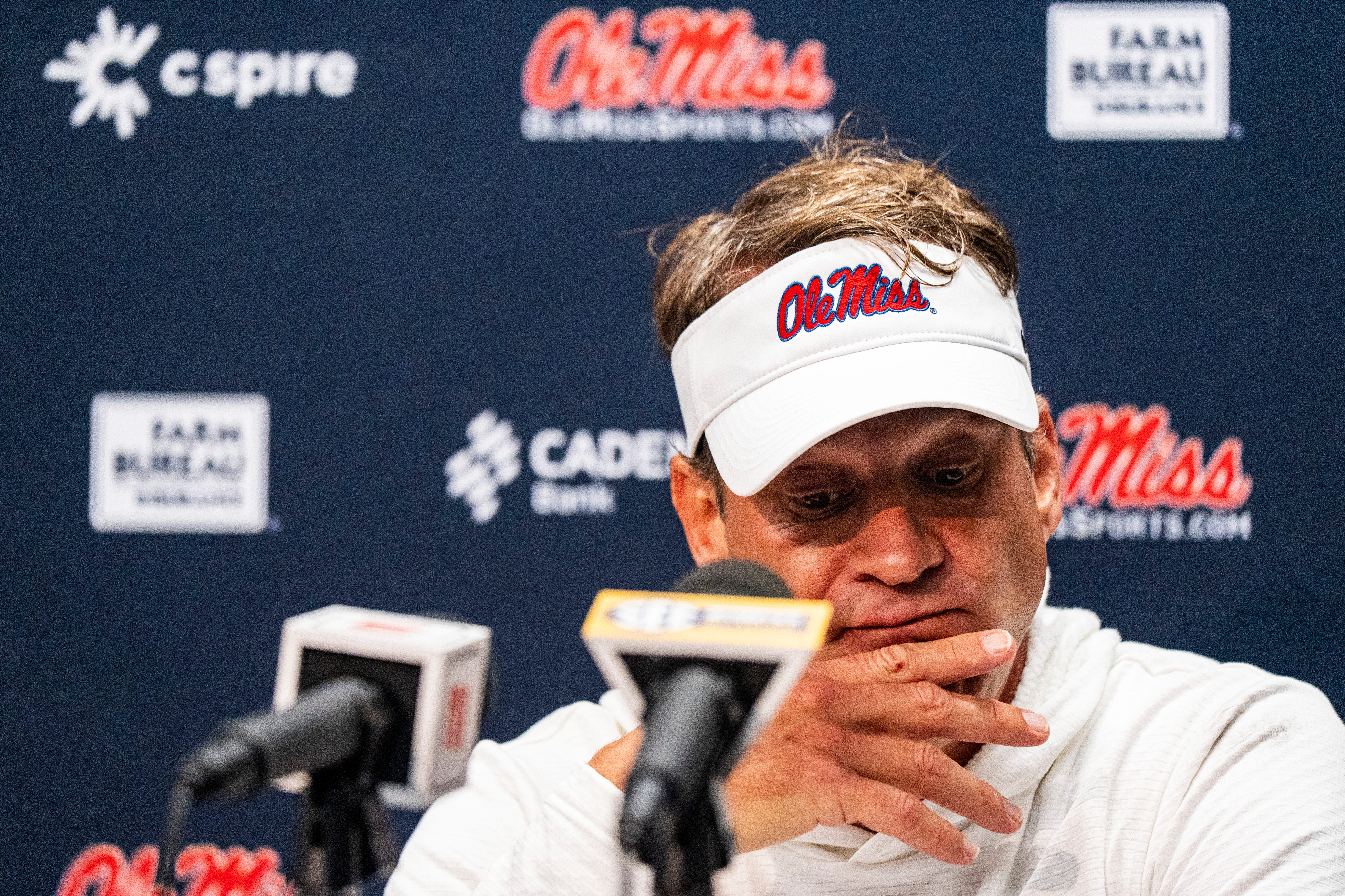 Ole Miss Rebels head coach Lane Kiffin after win over Mississippi State. LSU Tigers
