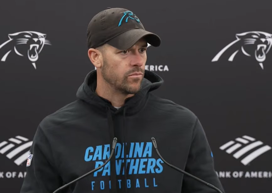 Carolina Panthers head coach Dave Canales speaks with the media ahead of Week 18.