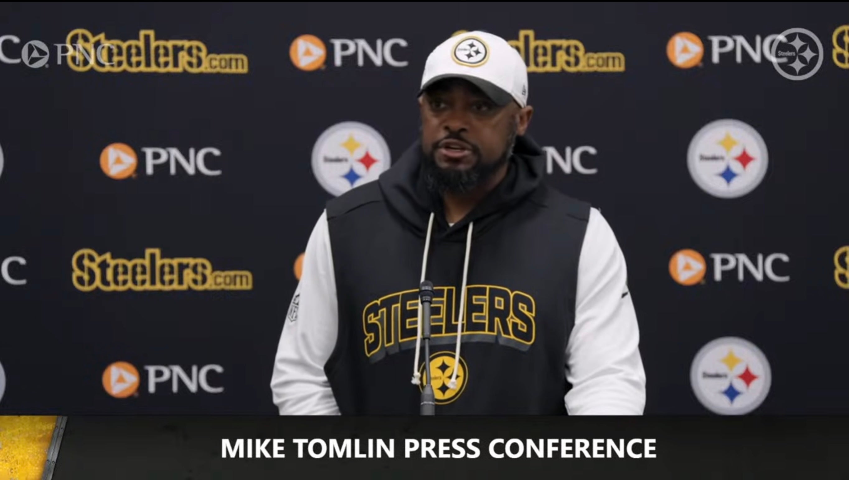 Pittsburgh Steelers head coach Mike Tomlin addresses the media ahead of Week 15 matchup with Miami Dolphins, 12/9/2025.