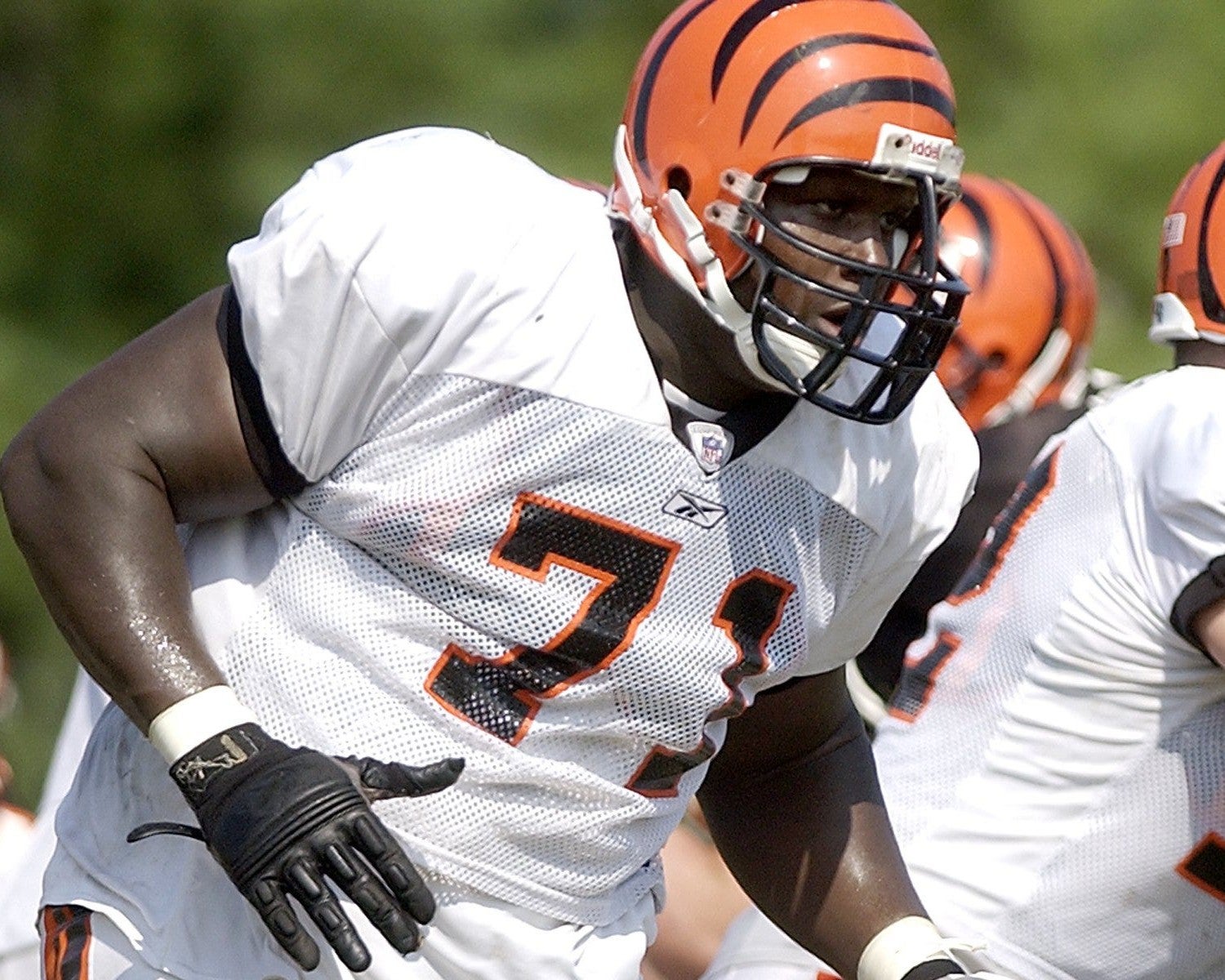 Cincinnati Bengals' Willie Anderson participates in the morning session of training camp in Georgetown, Kentucky Tuesday August 5, 2003.