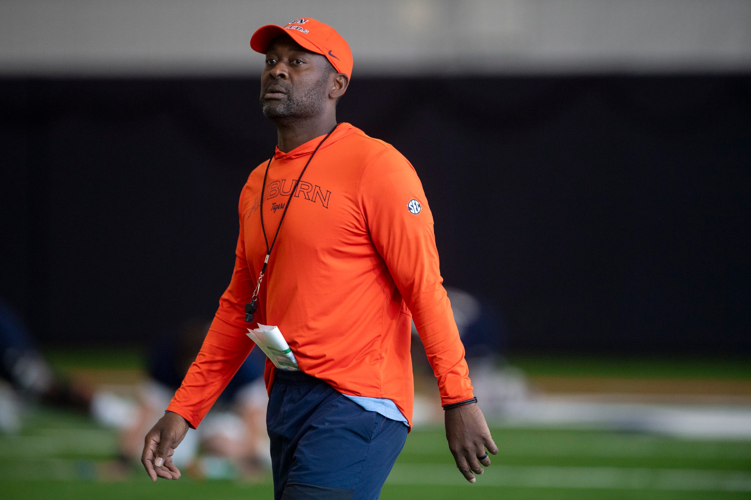 Auburn Tigers offensive coordinator Derrick Nix during practice at Woltosz Football Performance Center in Auburn, Ala. on Tuesday, Aug. 19, 2025.