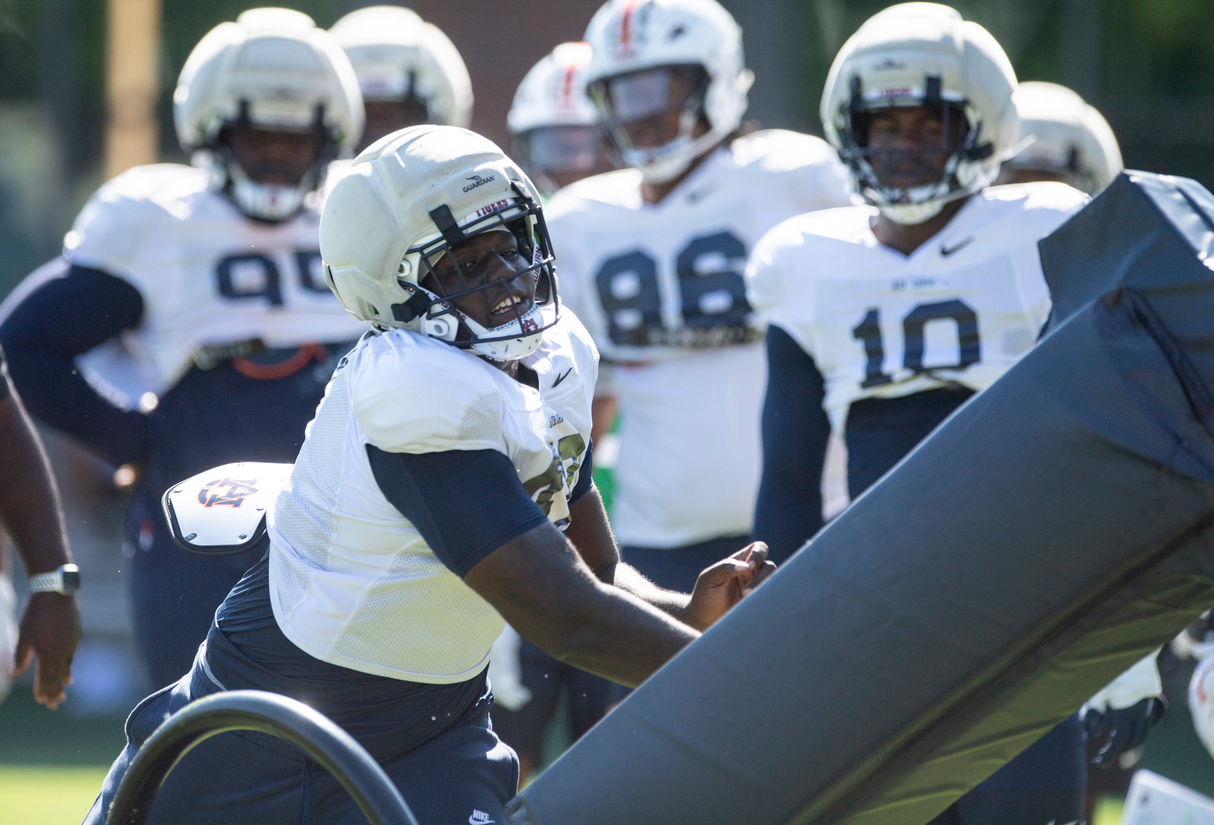 Auburn Tigers defensive lineman Malik Blocton (47) runs drills during practice at Woltosz Football Performance Center in Auburn, Ala. on Tuesday, Sept. 2, 2025.