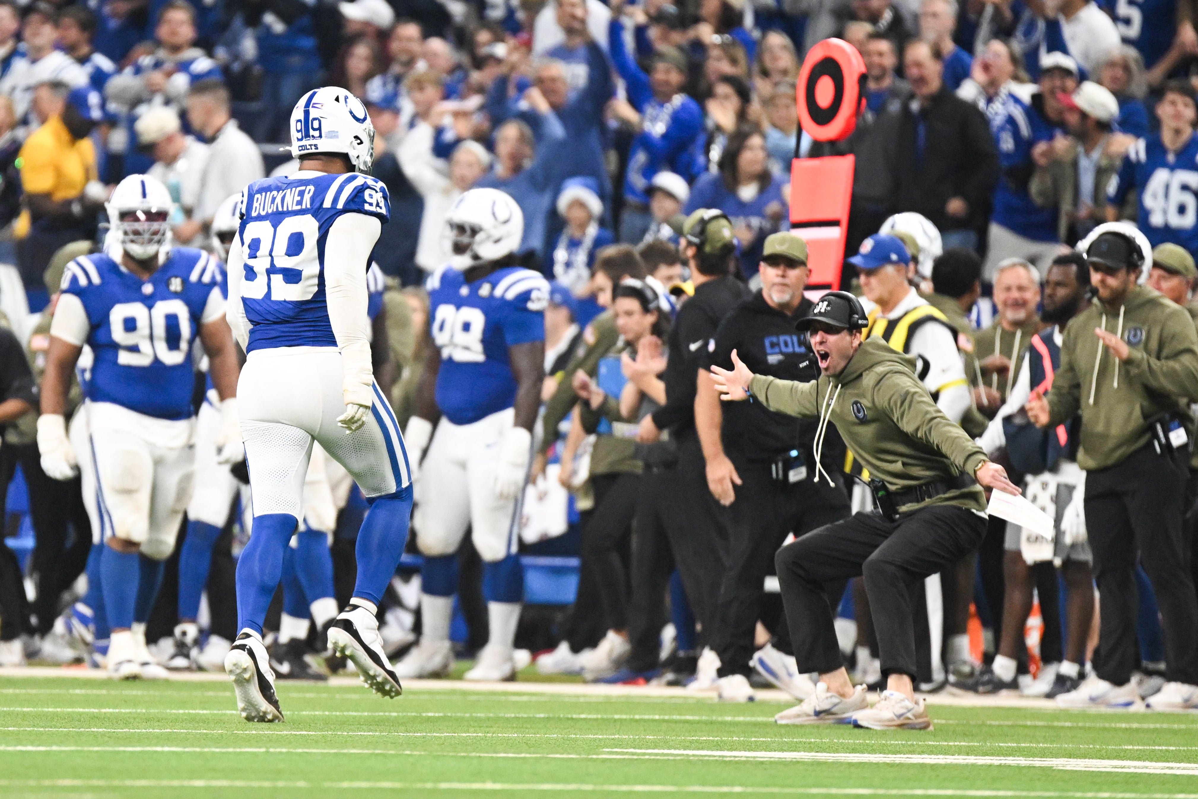 Colts DeForest Buckner heads to the sideline