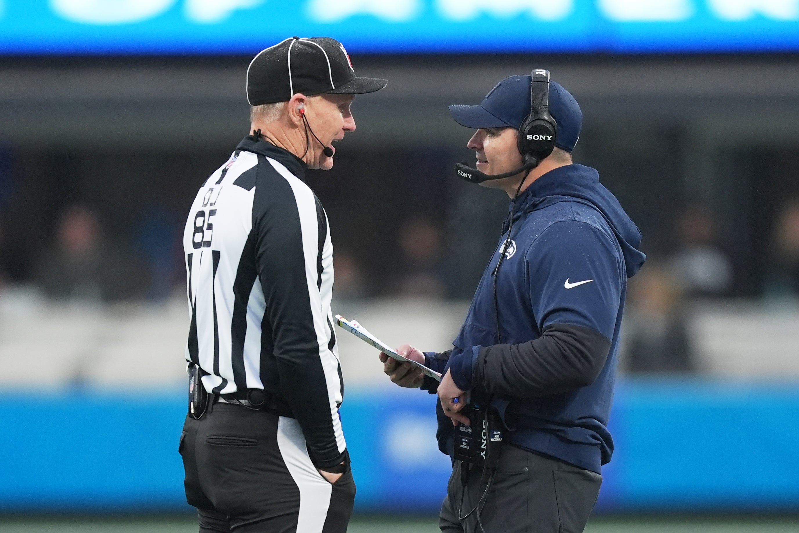 Seattle Seahawks head coach Mike Macdonald after beating the Carolina Panthers