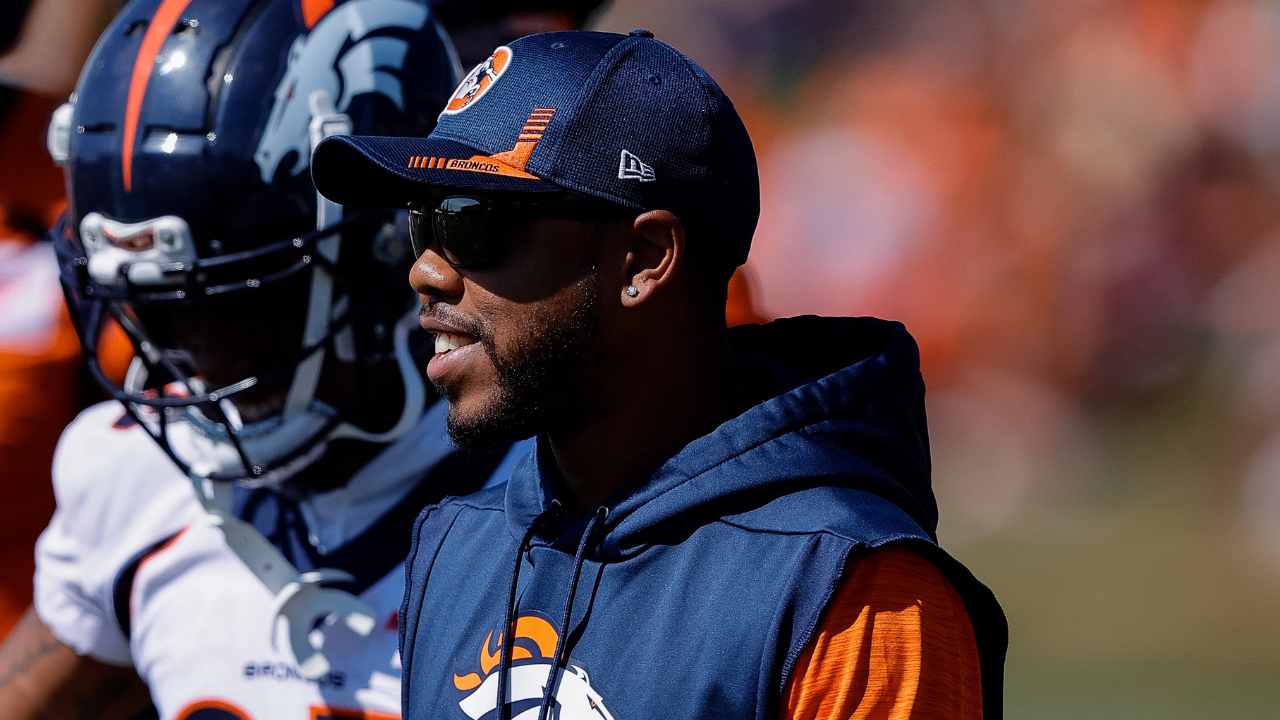 Denver Broncos defensive backs coach Christian Parker during training camp at the UCHealth Training Center.