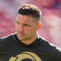 November 9, 2025; Santa Clara, California, USA; Los Angeles Rams defensive coordinator Chris Shula before the game against the San Francisco 49ers at Levi's Stadium.