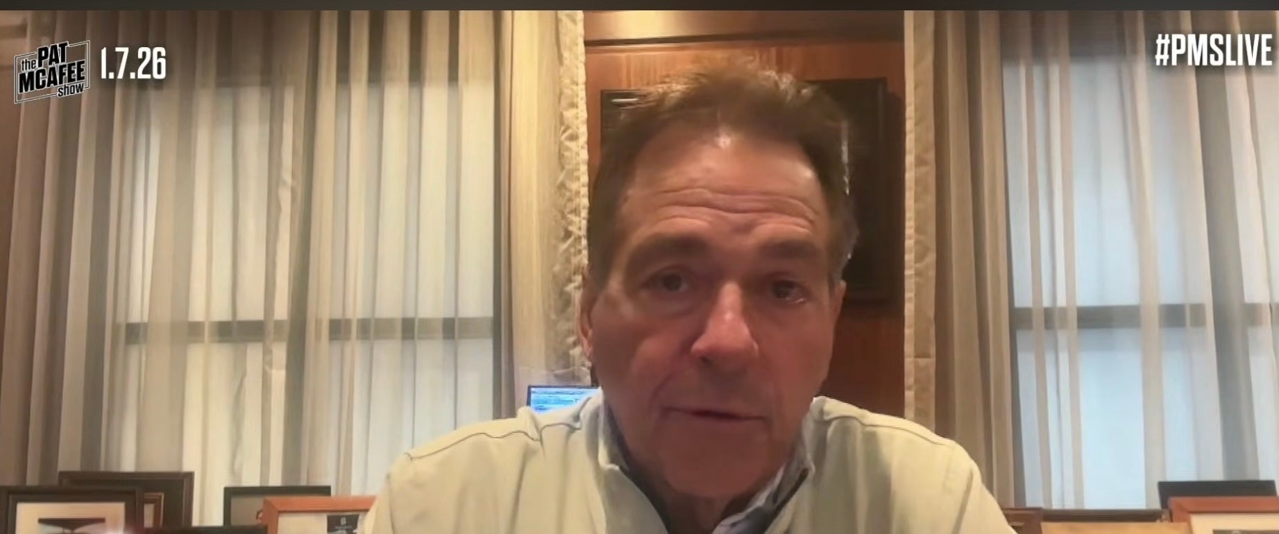 Nick Saban joins the Pat McAfee show to talk college football and the future of the Alabama Crimson Tide, 1/7/2025.