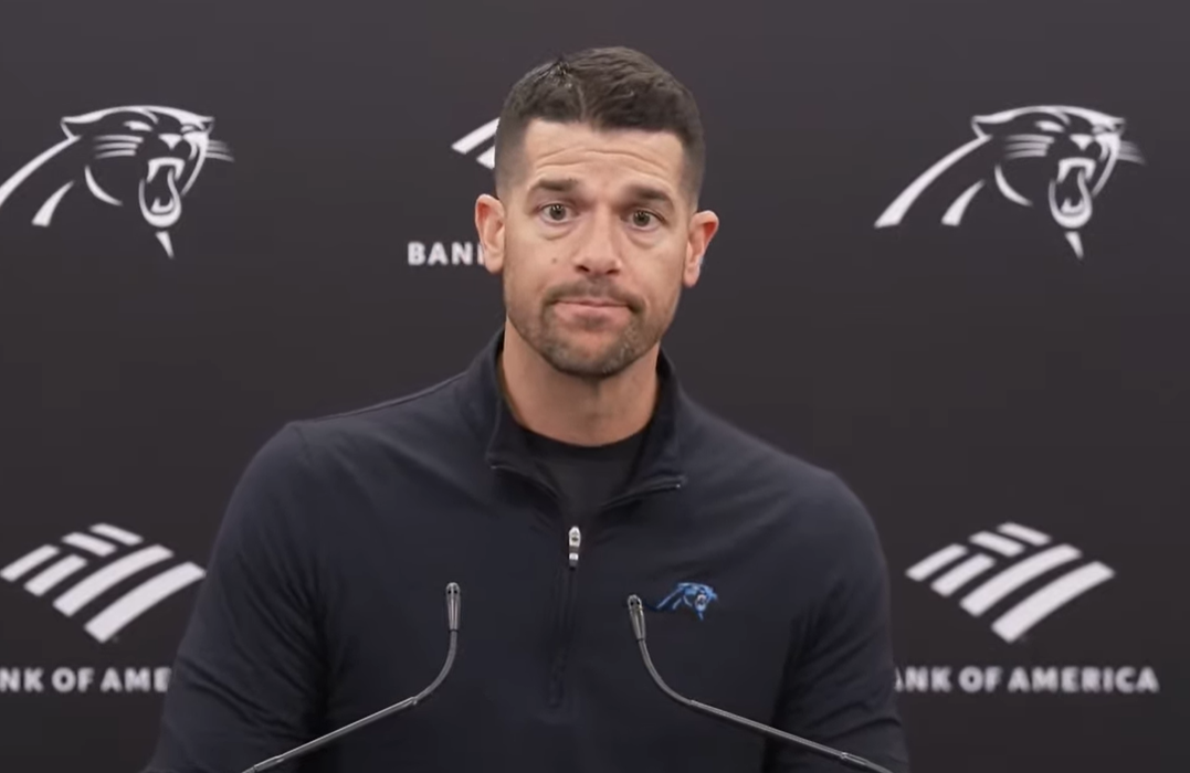 Dave Canales speaks with reporters after the conclusion of the 2025-26 season.