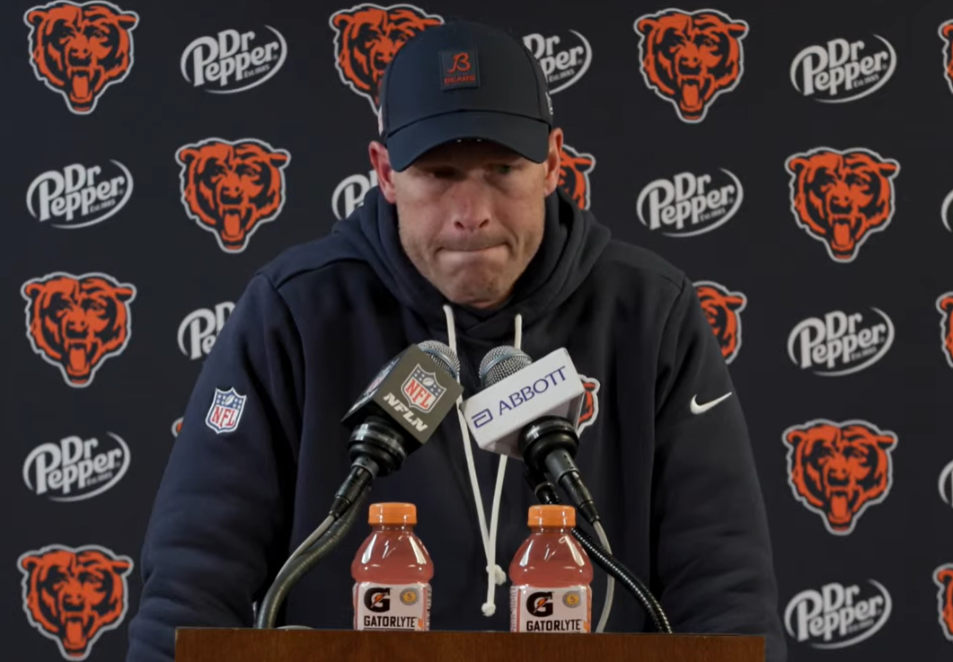 Chicago Bears head coach Ben Johnson speaks with reporters following NFC Divisional Round loss.