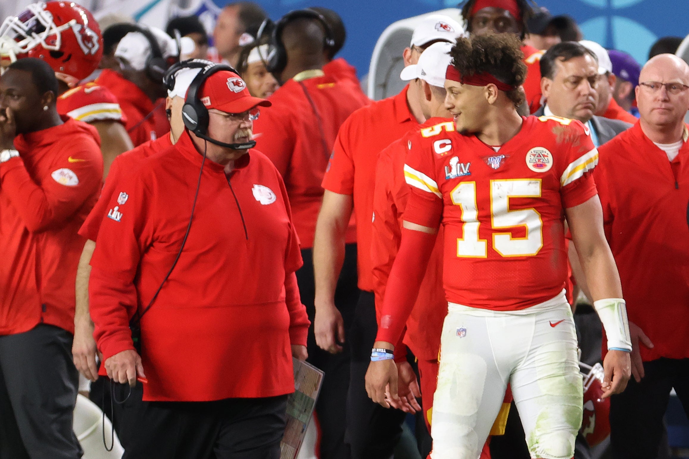 Kansas City Chiefs quarterback Patrick Mahomes head coach Andy Reid wide receiver Xavier Worthy