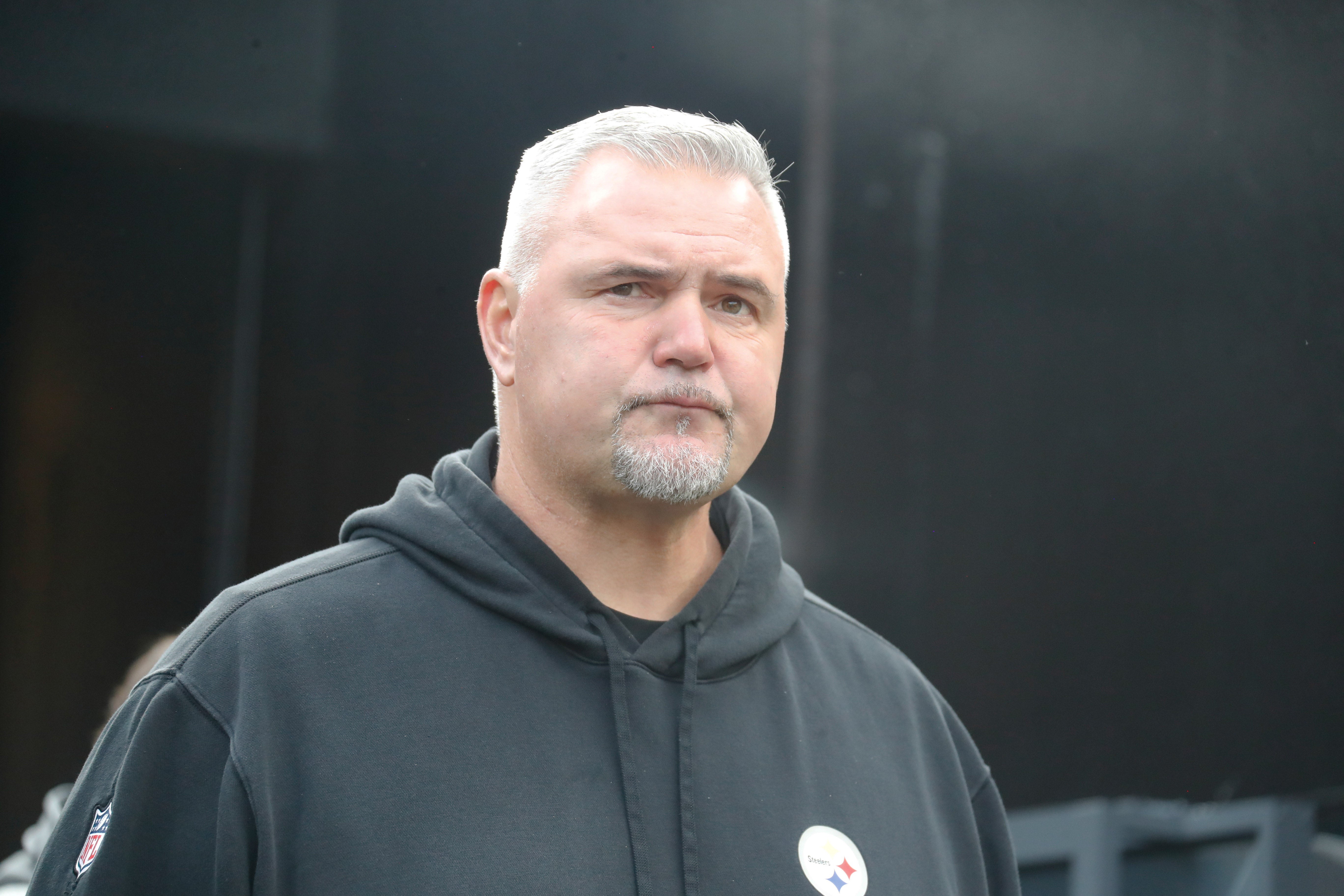 Dec 3, 2023; Pittsburgh, Pennsylvania, USA; Pittsburgh Steelers offensive line coach Pat Meyer looks on before the game against the Arizona Cardinals at Acrisure Stadium.
