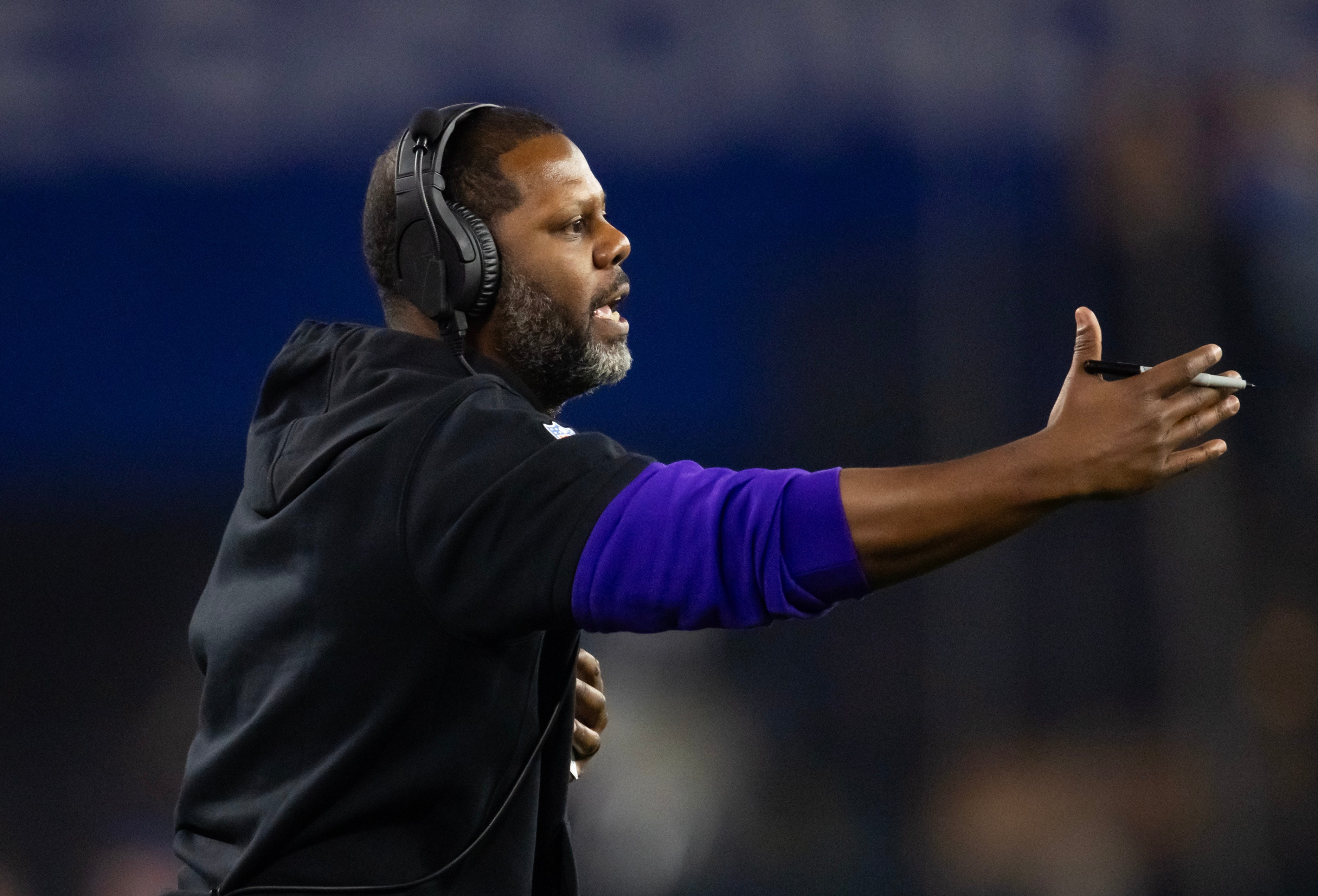 Minnesota Vikings defensive backs coach Daronte Jones against the Los Angeles Rams during an NFC wild card game at State Farm Stadium.
