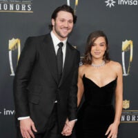 Feb 6, 2025; New Orleans, LA, USA; Josh Allen and Hailee Steinfeld on the red carpet before Super Bowl LIX NFL Honors at Saenger Theatre.