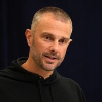Feb 25, 2025; Indianapolis, IN, USA; Las Vegas Raiders general manager John Spytek speaks during the NFL Scouting Combine at the Indiana Convention Center.