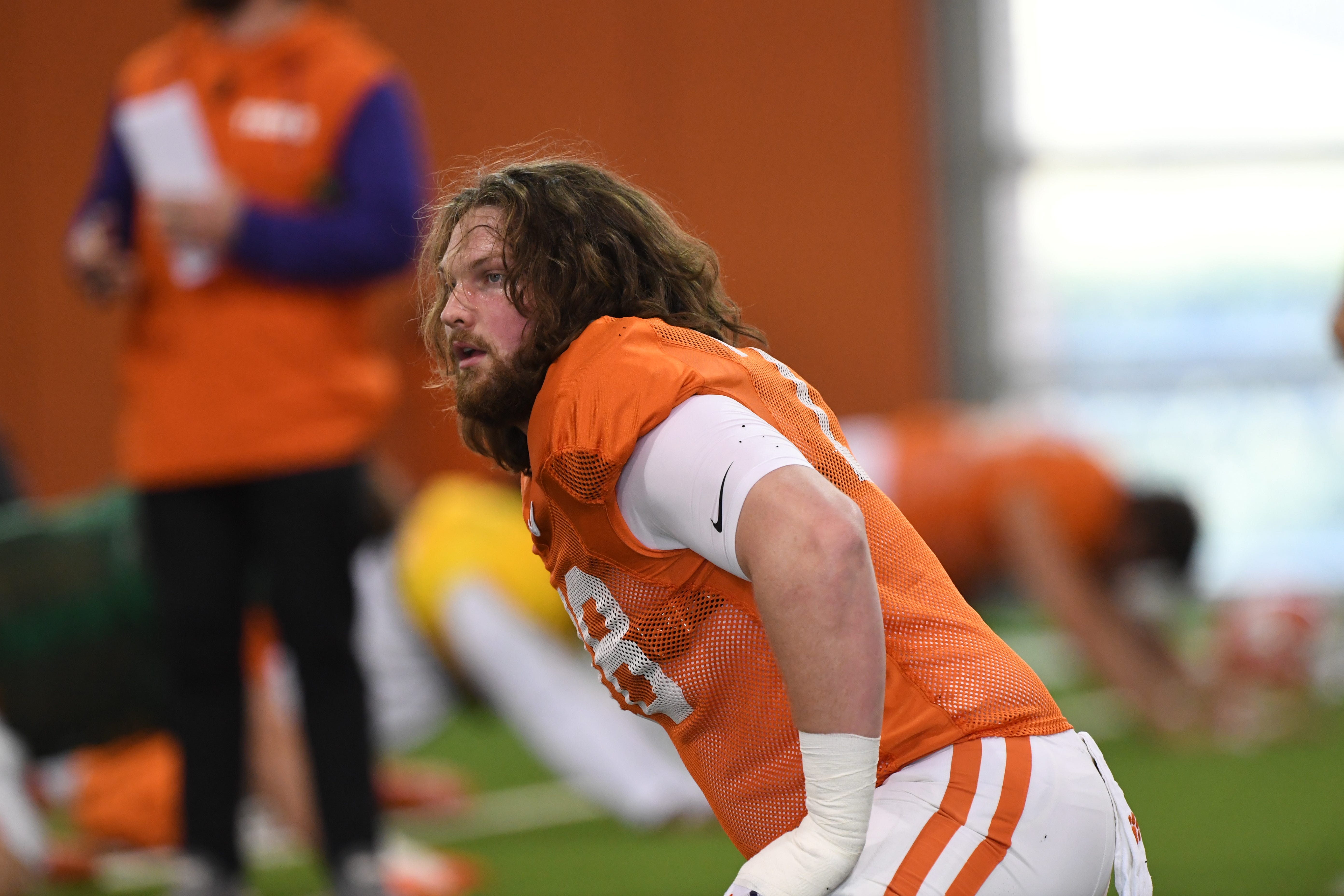Clemson offensive lineman Blake Miller (78) during Spring Practice in Clemson, S.C. Monday, March 24, 2025.