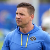 May 28, 2025; Woodland Hills, CA, USA; Los Angeles Rams defensive coordinator Chris Shula during organized team activities at Rams Practice Facility.