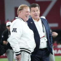 Las Vegas Raiders owner Mark Davis head coach search candidate Derek Carr