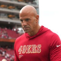 Sep 28, 2025; Santa Clara, California, USA; San Francisco 49ers defensive coordinator Robert Saleh walks off of the field after the game against the Jacksonville Jaguars at Levi's Stadium.