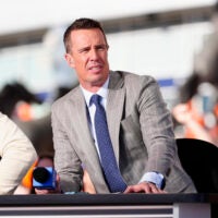 Nov 16, 2025; Denver, Colorado, USA; CBS sports broadcaster Matt Ryan before the game between the Kansas City Chiefs against the Denver Broncos at Empower Field at Mile High.