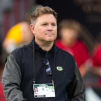 Oct 19, 2025; Glendale, Arizona, USA; Green Bay Packers general manager Brian Gutekunst against the Arizona Cardinals at State Farm Stadium.