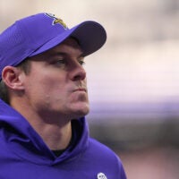 Dec 7, 2025; Minneapolis, Minnesota, USA; Minnesota Vikings head coach Kevin O'Connell during the first half at U.S. Bank Stadium.