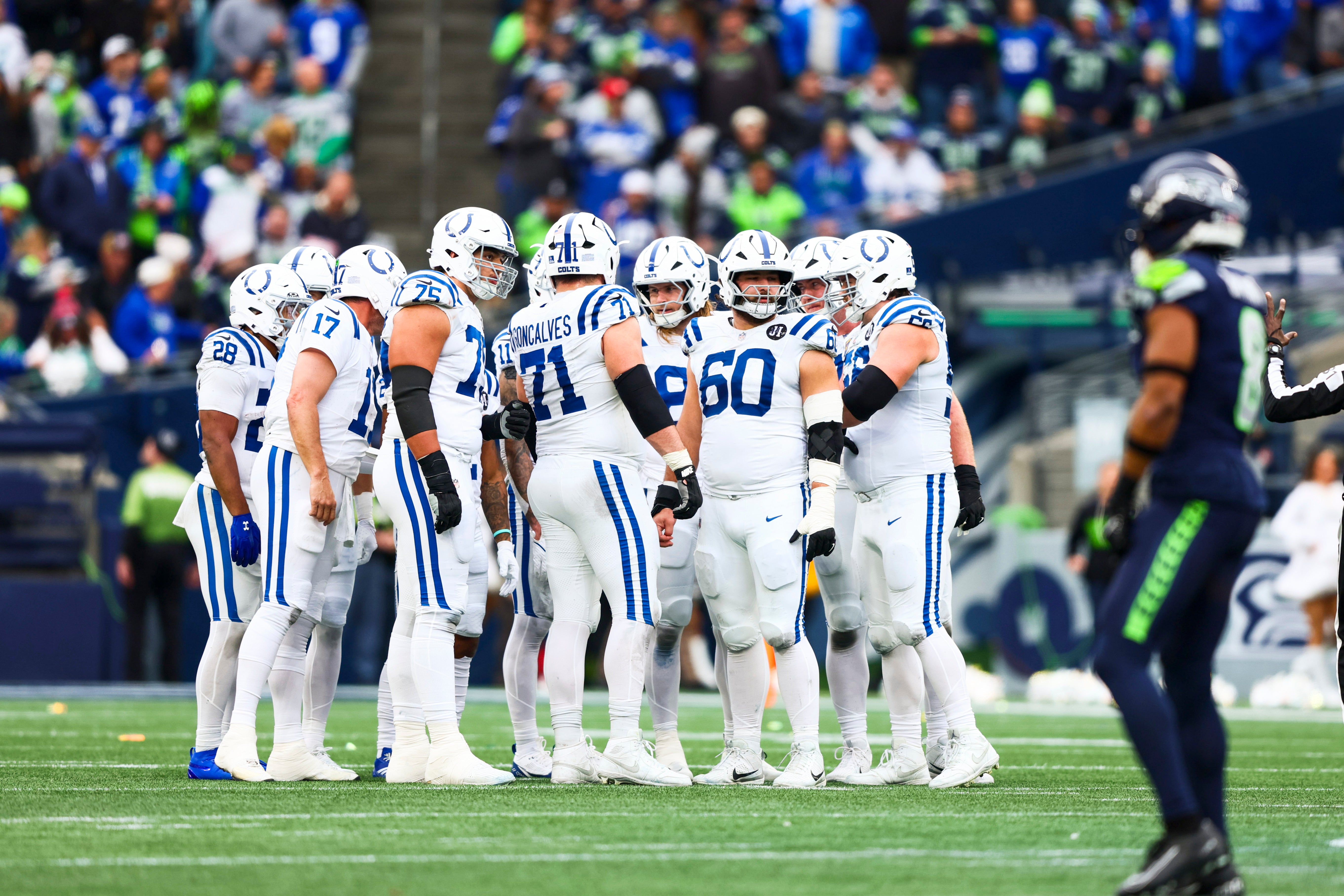 Colts offensive huddle