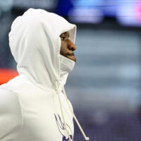 Dec 25, 2025; Minneapolis, Minnesota, USA; Minnesota Vikings wide receiver Jordan Addison (3) looks on during warmups before the game against the Detroit Lions at U.S. Bank Stadium.