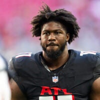 Dec 21, 2025; Glendale, Arizona, USA; Atlanta Falcons linebacker Jalon Walker (11) against the Arizona Cardinals at State Farm Stadium.