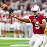 Calvary Baptist takes on Dunham Football and quarterback Elijah Haven (5) in the Division III Select State Championship Game. Thursday, Dec. 11, 2025.