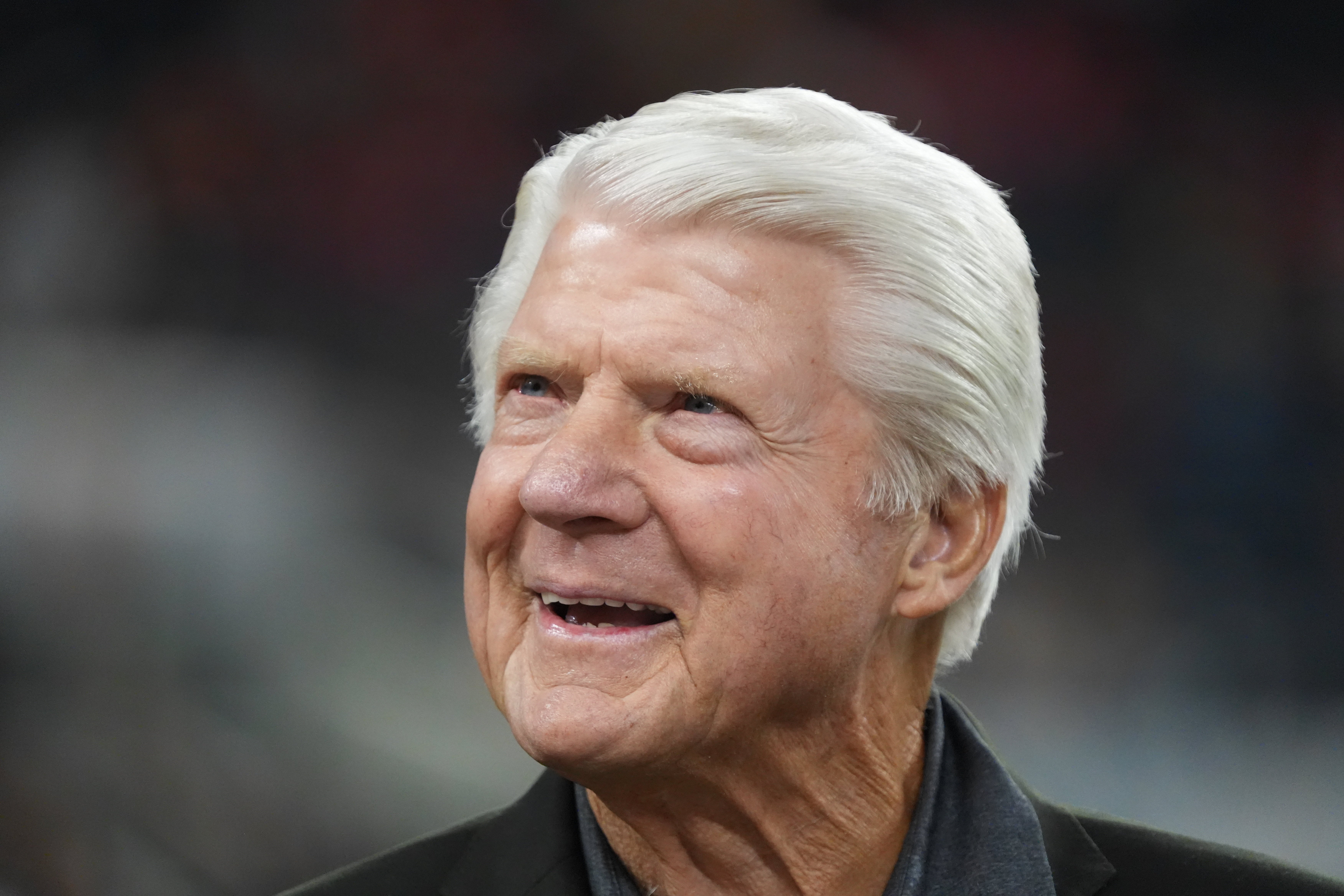Dec 31, 2025; Arlington, TX, USA; Dallas Cowboys former head coach Jimmy Johnson looks on before the 2025 Cotton Bowl and quarterfinal game of the College Football Playoff between the Miami Hurricanes and Ohio State Buckeyes at AT&T Stadium.