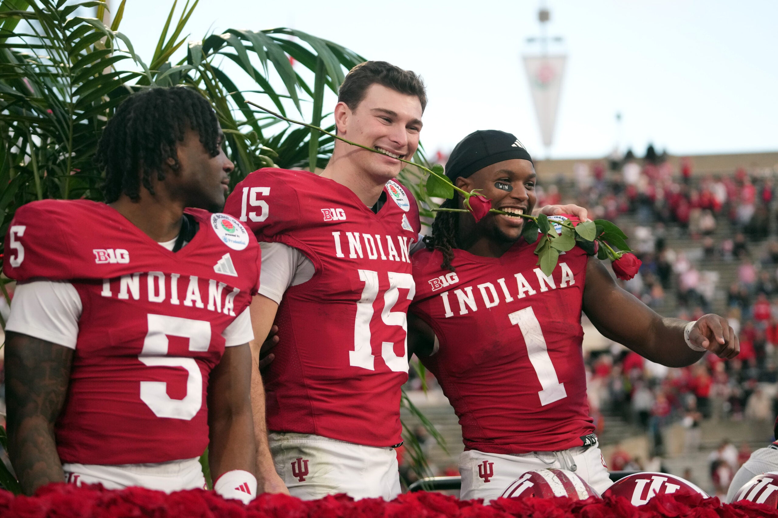 Indiana Hoosiers QB Fernando Mendoza, RB Roman Hemby and CB D'Angelo Ponds