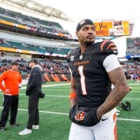 Cincinnati Bengals wide receiver Ja'marr Chase (1) walks for the locker room after the fourth quarter of the NFL Week 18 game between the Cincinnati Bengals and the Cleveland Browns at Paycor Stadium in Downtown Cincinnati on Sunday, Jan. 4, 2026. The Browns kicked a last second field goal to win 20-18.