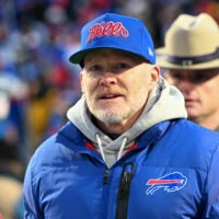 Jan 4, 2026; Orchard Park, New York, USA; Buffalo Bills head coach Sean McDermott looks on before the game against the New York Jets at Highmark Stadium.