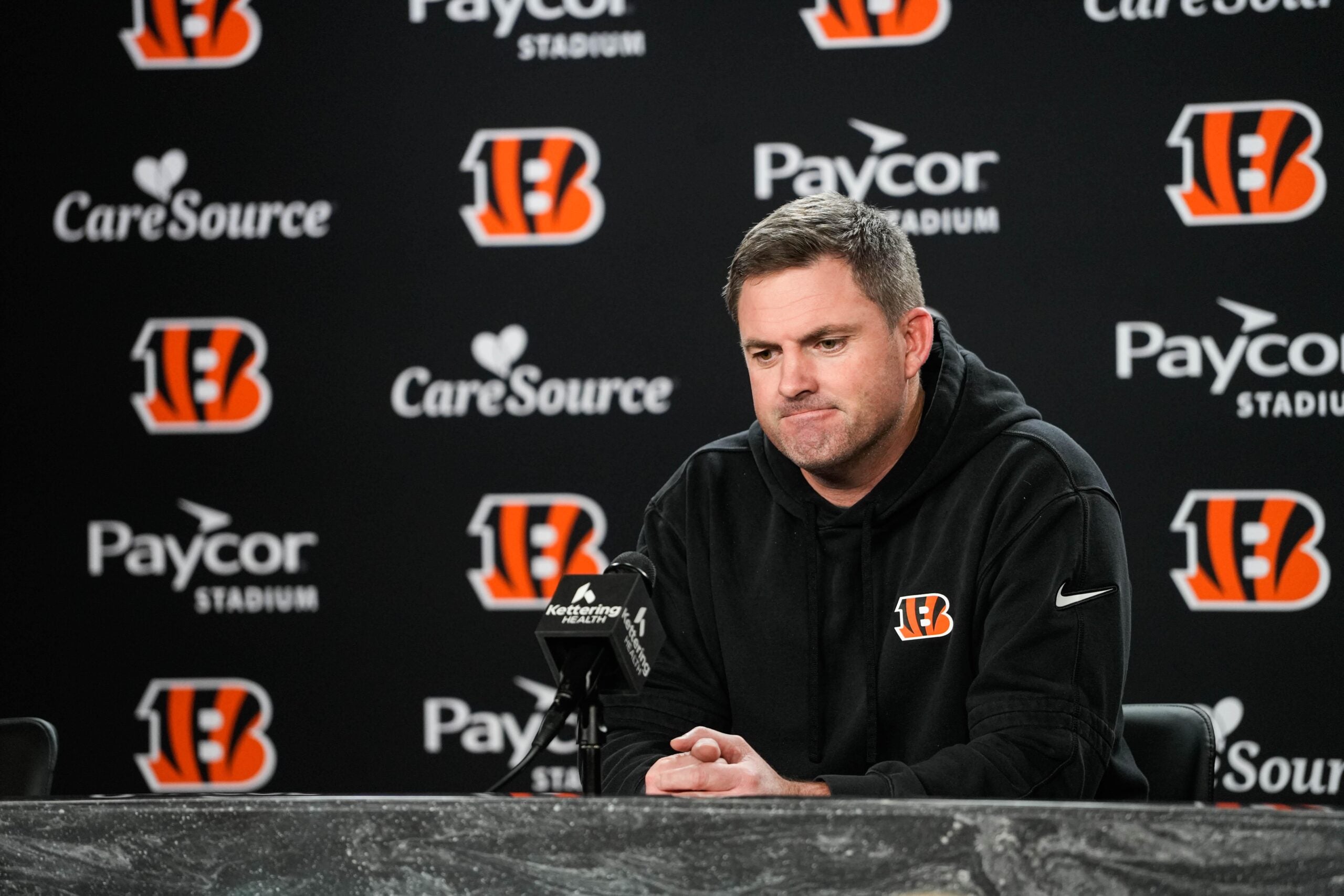 Bengals Head Coach Zac Taylor speaks at a press conference after wrapping up the 2025 season.