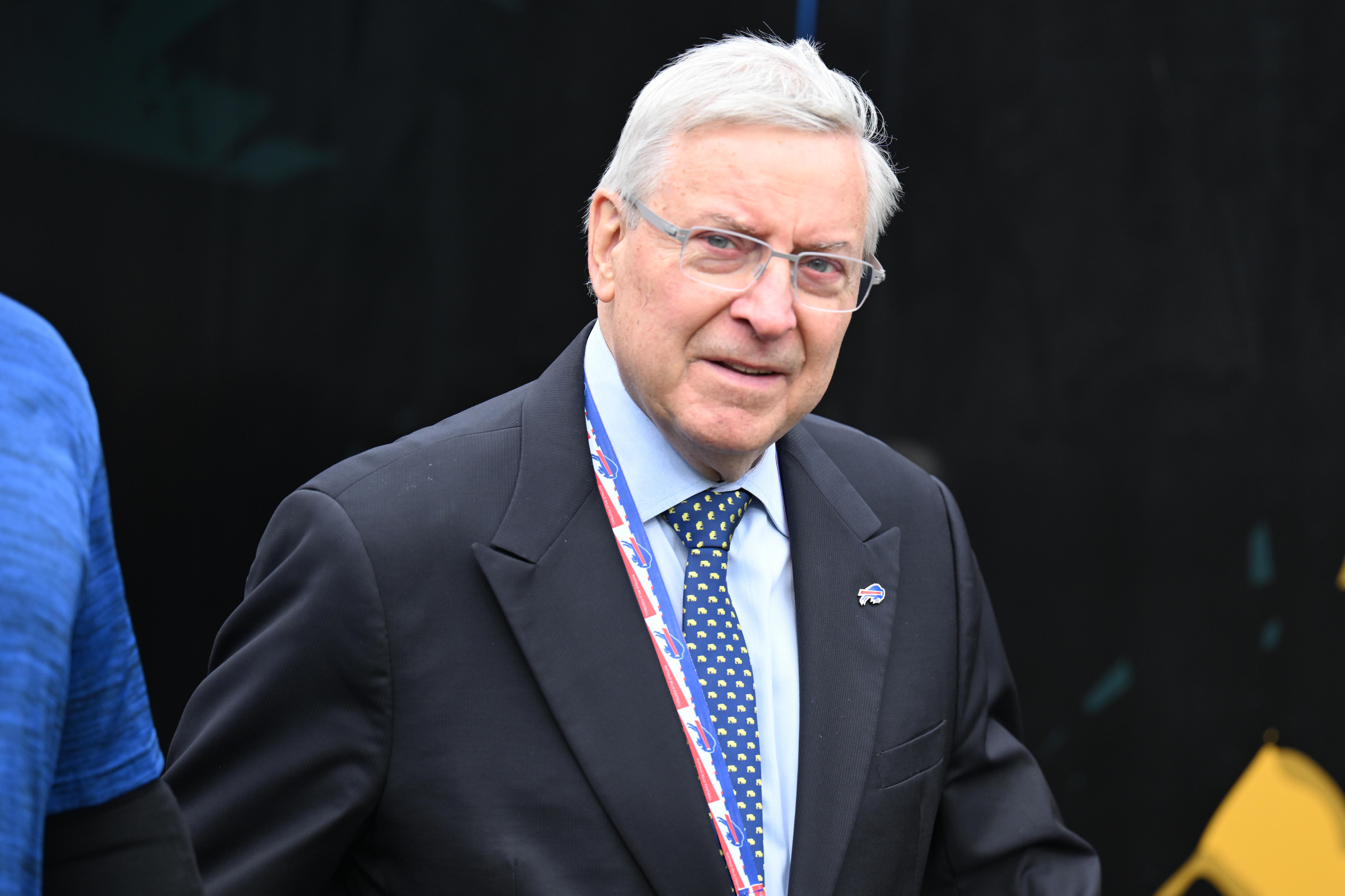 Jan 11, 2026; Jacksonville, FL, USA; Owner of the Buffalo Bills Terry Pegula before an AFC Wild Card Round game against the Jacksonville Jaguars at EverBank Stadium.