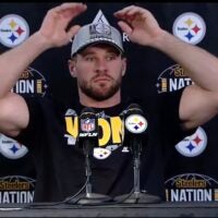 Pittsburgh Steelers star T.J. Watt speaks to the media following 26-24 win vs. Ravens, 1/4/2026.