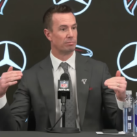 Matt Ryan speaks with reporters during Ian Cunningham's introductory press conference.