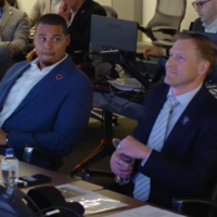 Chicago Bears general manager Ryan Poles and head coach Ben Johnson during the 2025 NFL Draft.