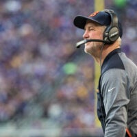 Dec 31, 2017; Minneapolis, MN, USA; Chicago Bears head coach John Fox looks on during the third quarter against the Minnesota Vikings at U.S. Bank Stadium.