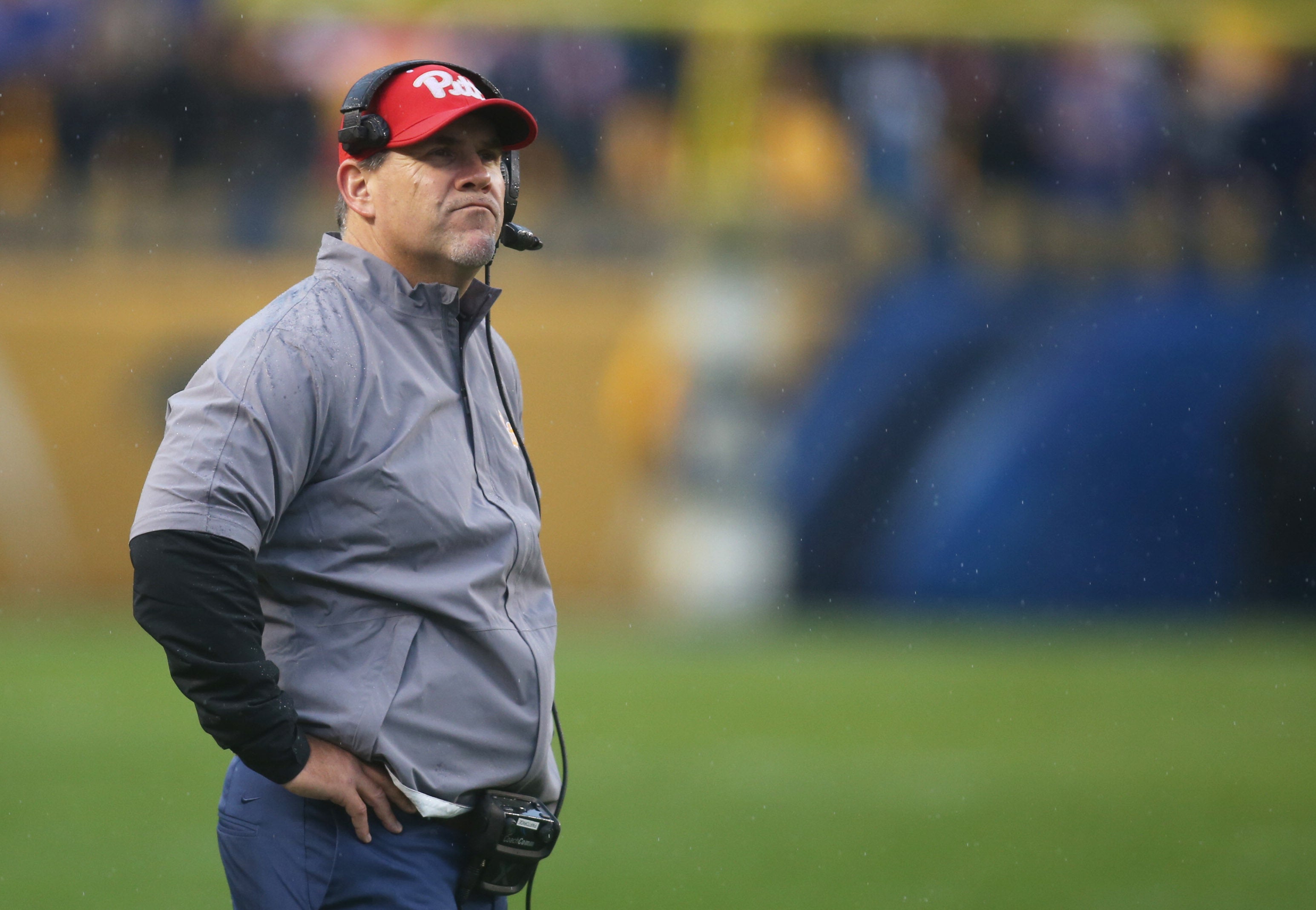 Oct 27, 2018; Pittsburgh, PA, USA; Pittsburgh Panthers assistant head coach Charlie Partridge looks on against the Duke Blue Devils during the third quarter at Heinz Field. PITT won 54-45. Mandatory Credit: Charles LeClaire-USA TODAY Sports