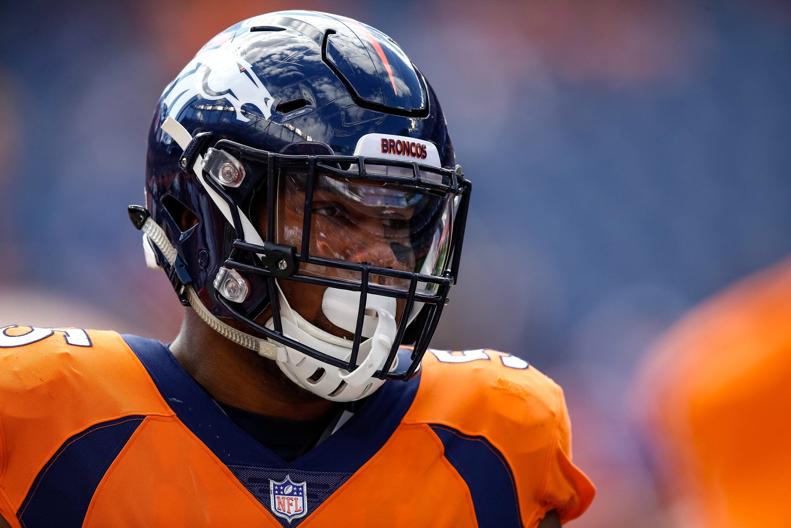 Sep 16, 2018; Denver, CO, USA; Denver Broncos outside linebacker Bradley Chubb (55) before the game against the Oakland Raiders at Broncos Stadium at Mile High.