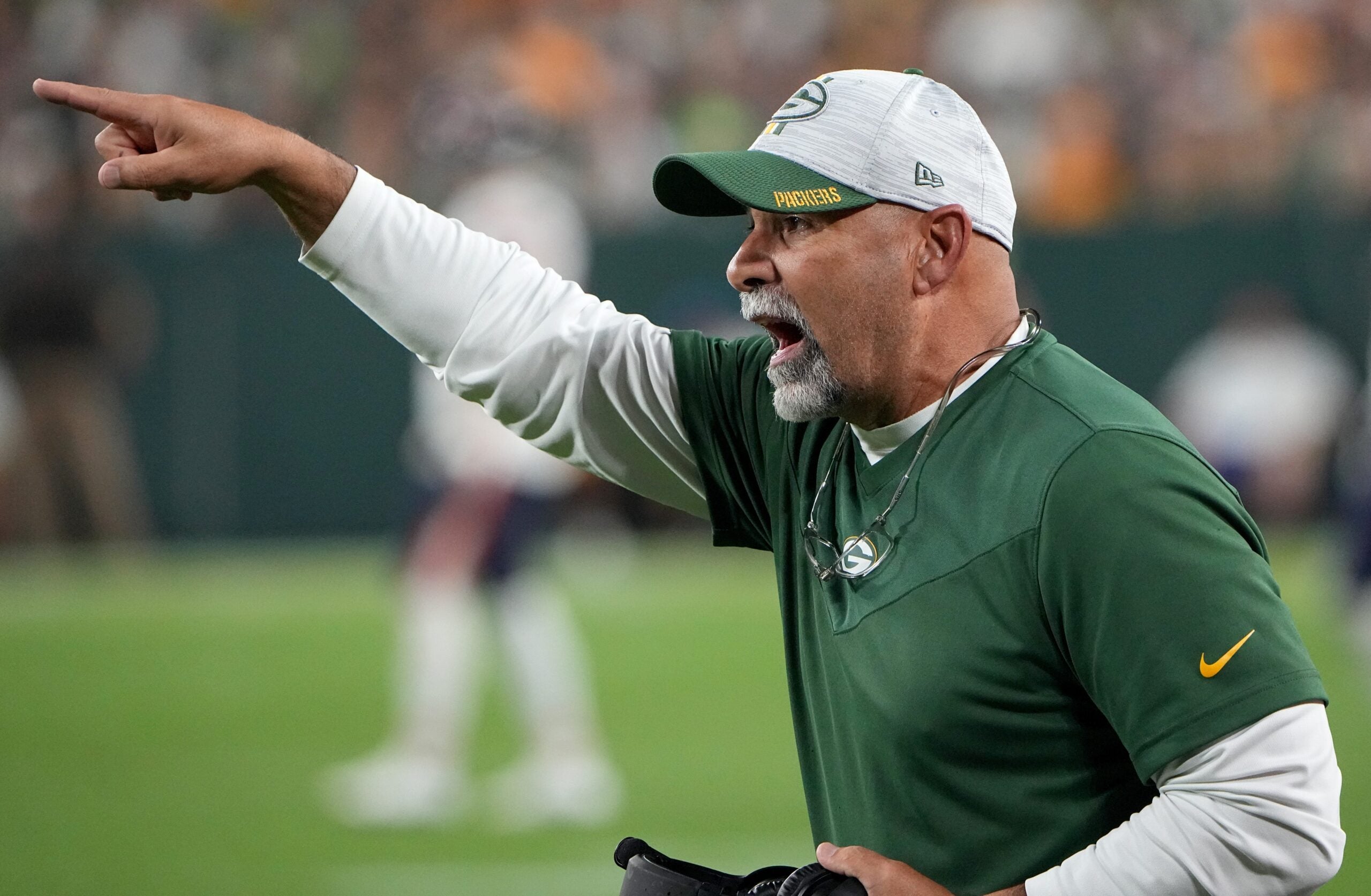 Green Bay Packers special teams coordinator Rich Bisaccia is shown during the fourth quarter of their game Sunday, September 18, 2022 at Lambeau Field in Green Bay, Wis. The Green Bay Packers beat the Chicago Bears 27-10.