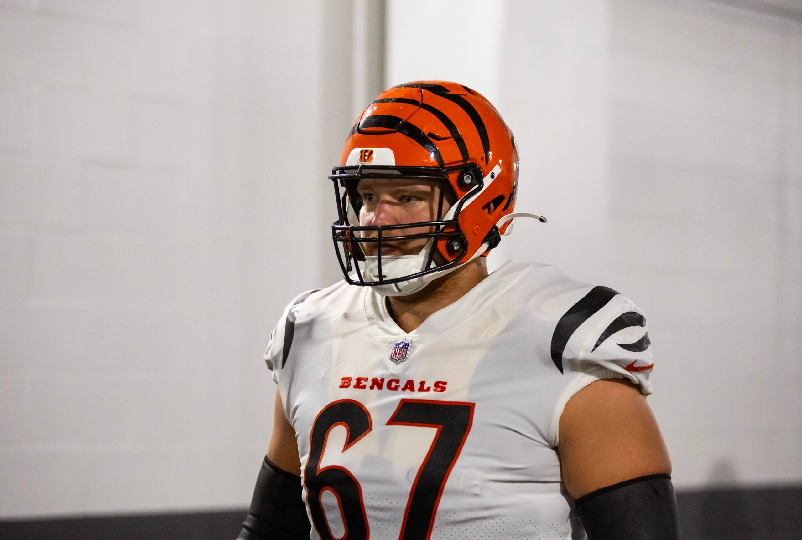 Oct 8, 2023; Glendale, Arizona, USA; Cincinnati Bengals guard Cordell Volson (67) against the Arizona Cardinals at State Farm Stadium.
